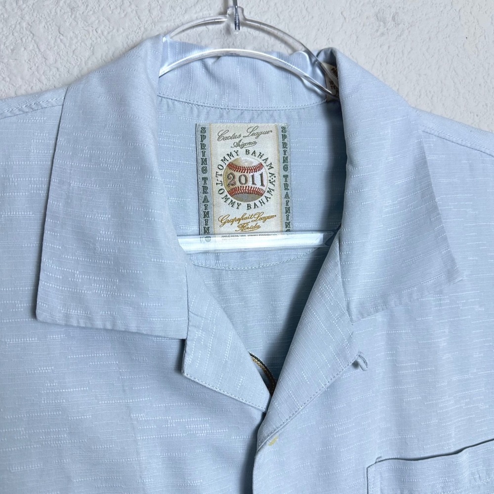 🔥Tommy Bahama Mens 2011 Cactus League Spring Training Silk Shirt XL Blue MLB - Picture 3 of 12